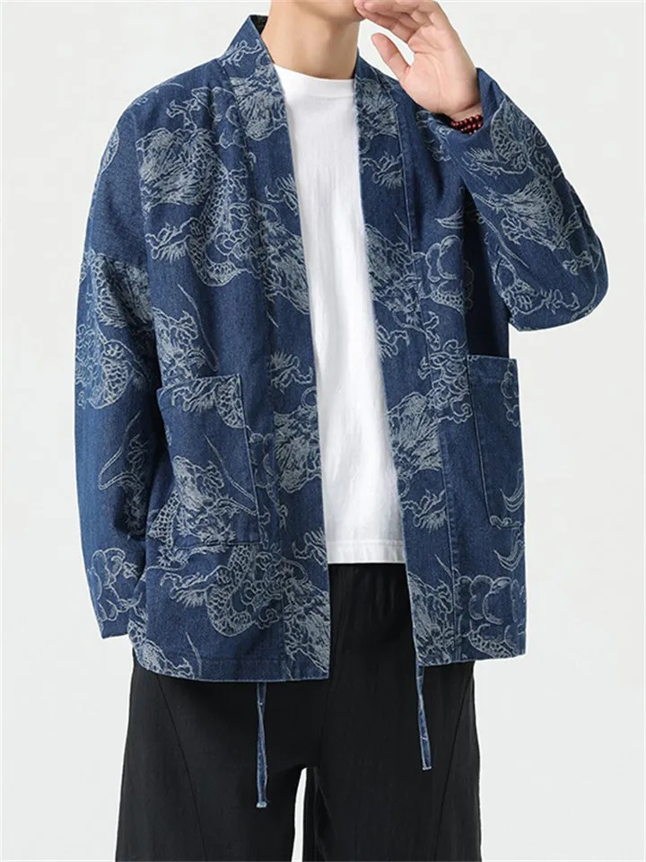 Men's Trendy Mighty Loong Jacquard Denim Jackets