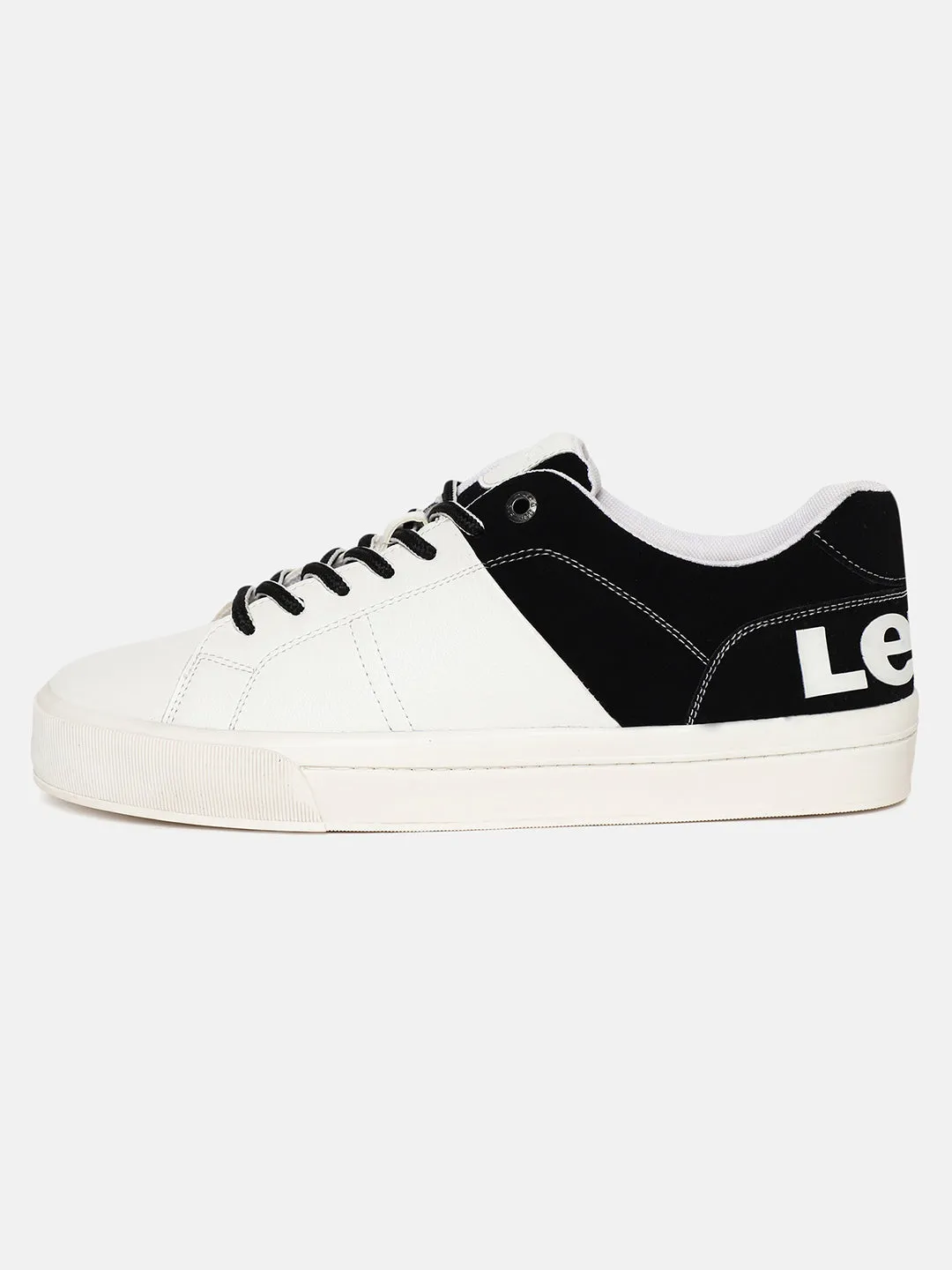 Men's White And Black Colorblock Shoes