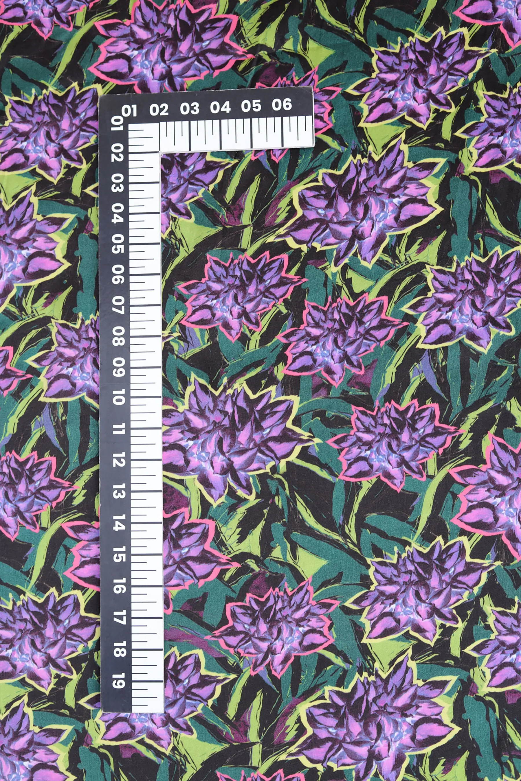 Midnight Purple & Mauve Floral Printed Gaji Silk Fabric