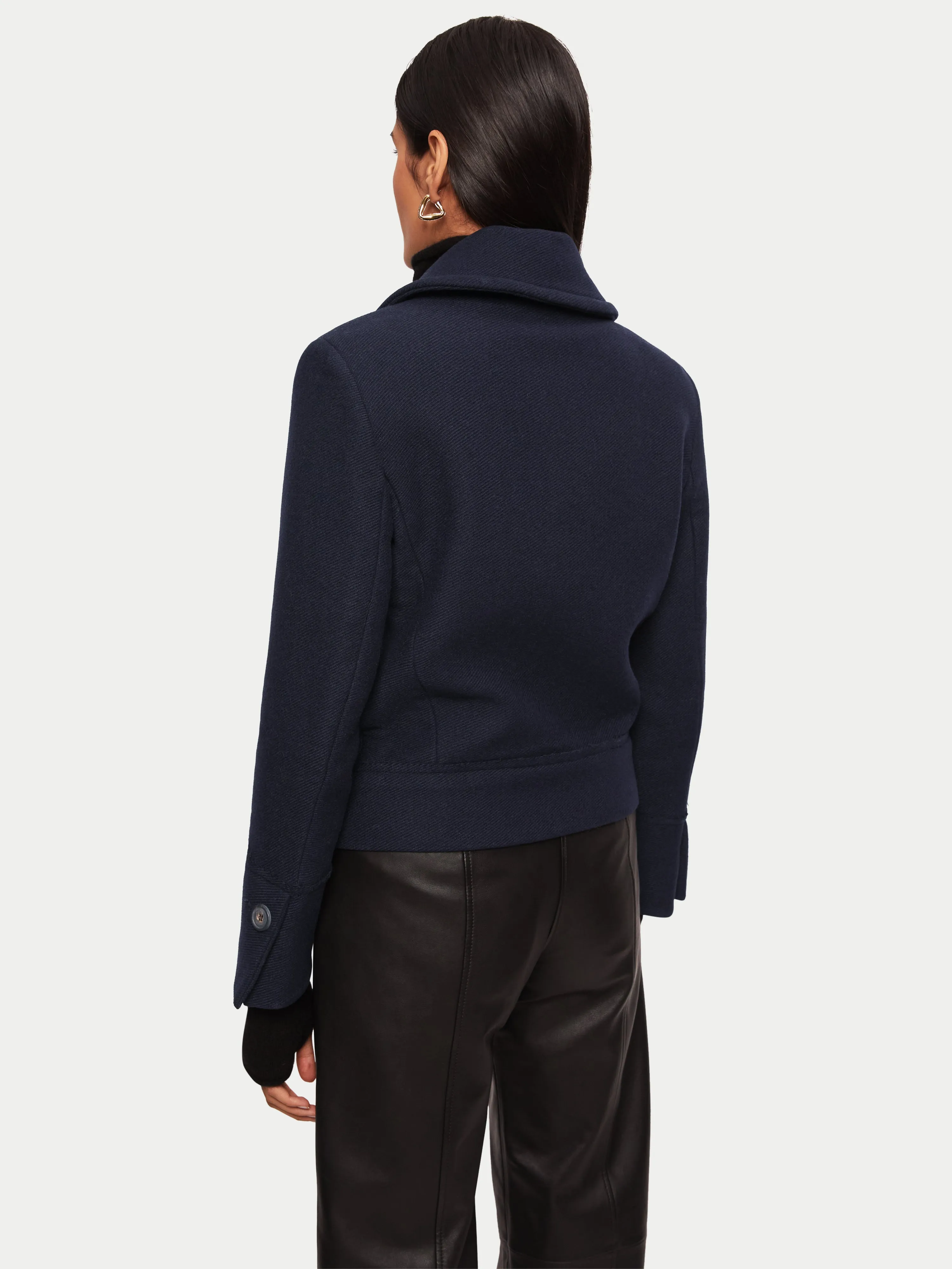 Modern Twill Pea Coat | Navy