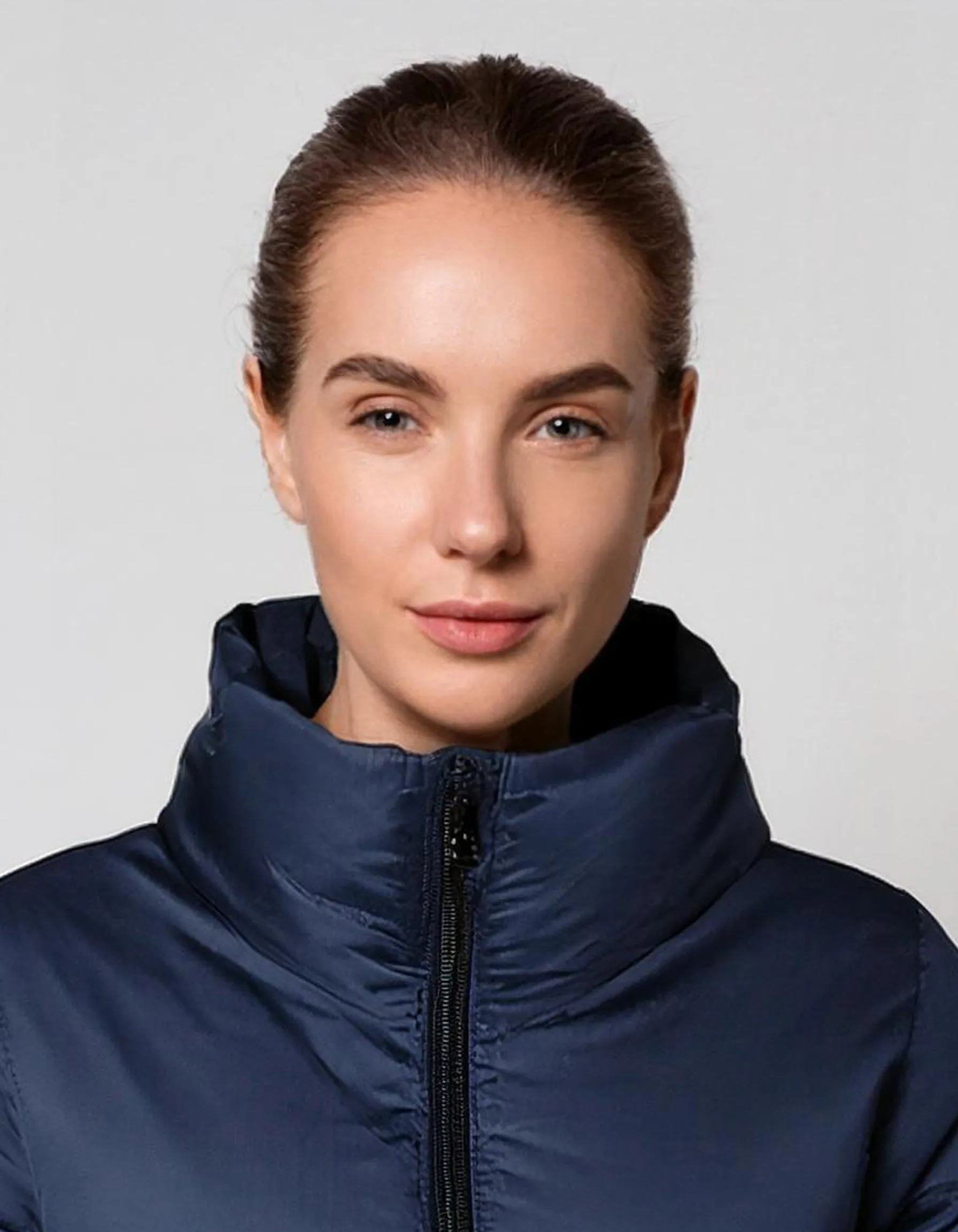 Navy Belted Puffer Jacket Coat