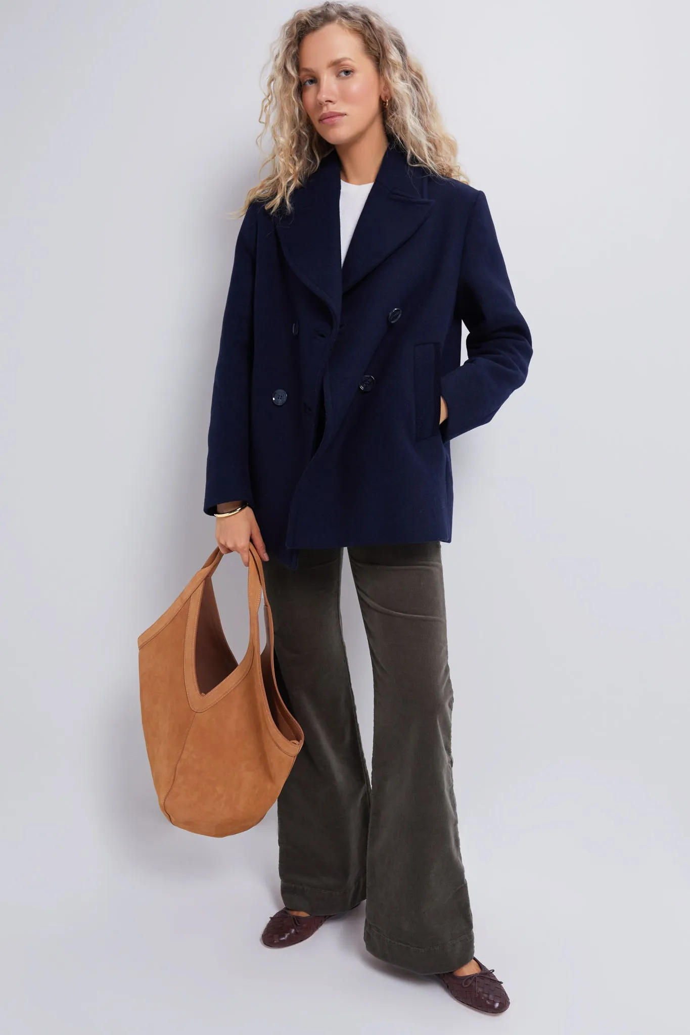 Navy Ingrid Wool Peacoat