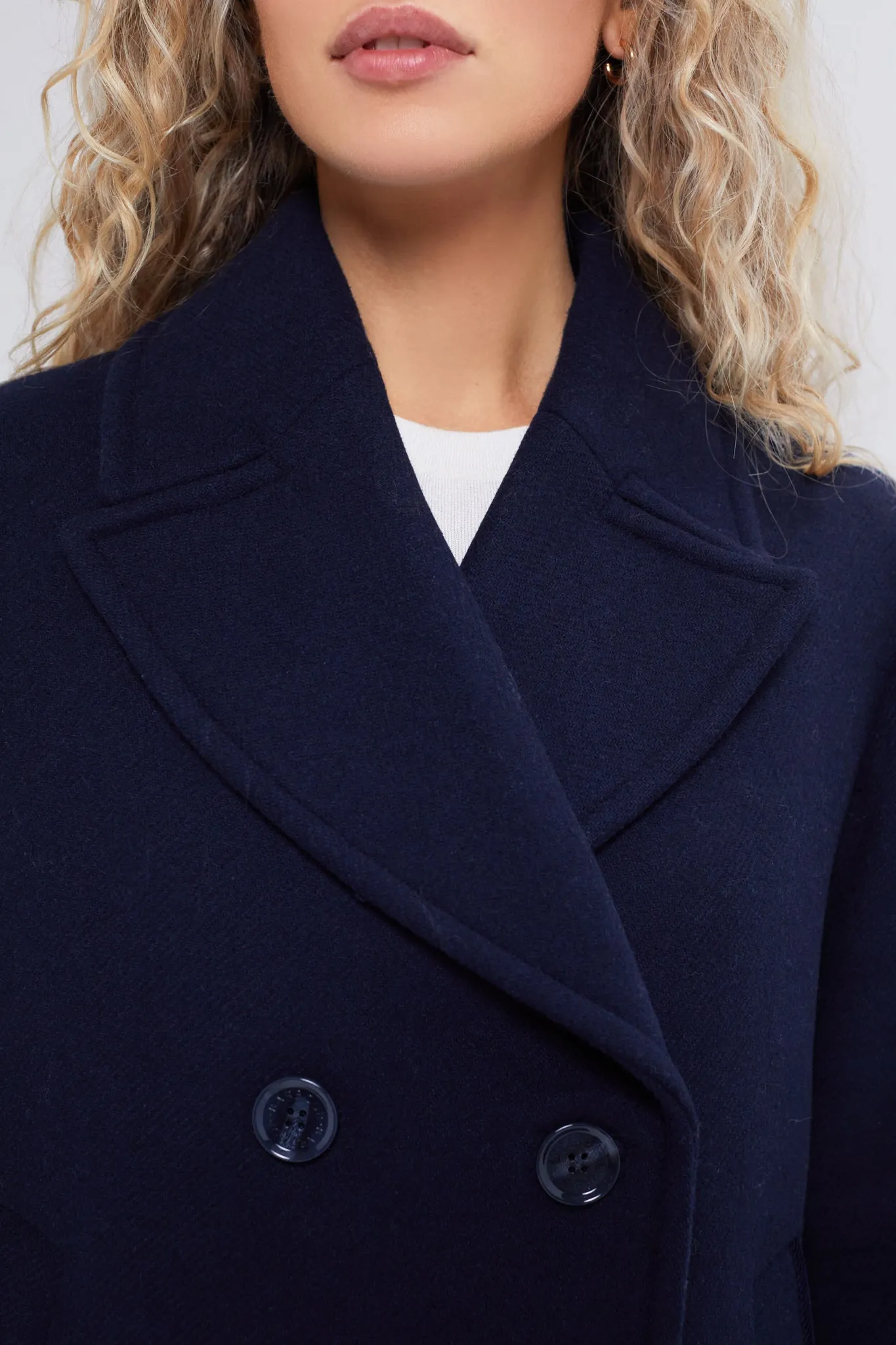 Navy Ingrid Wool Peacoat