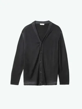 Oil Wash Virgin Wool Cardigan Black