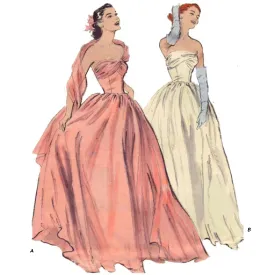 PDF - 1950s Pattern, Strapless Ball Gown, Prom Dress, Bridal Gown - Bust 32" (81.3cm) Instantly Print at Home