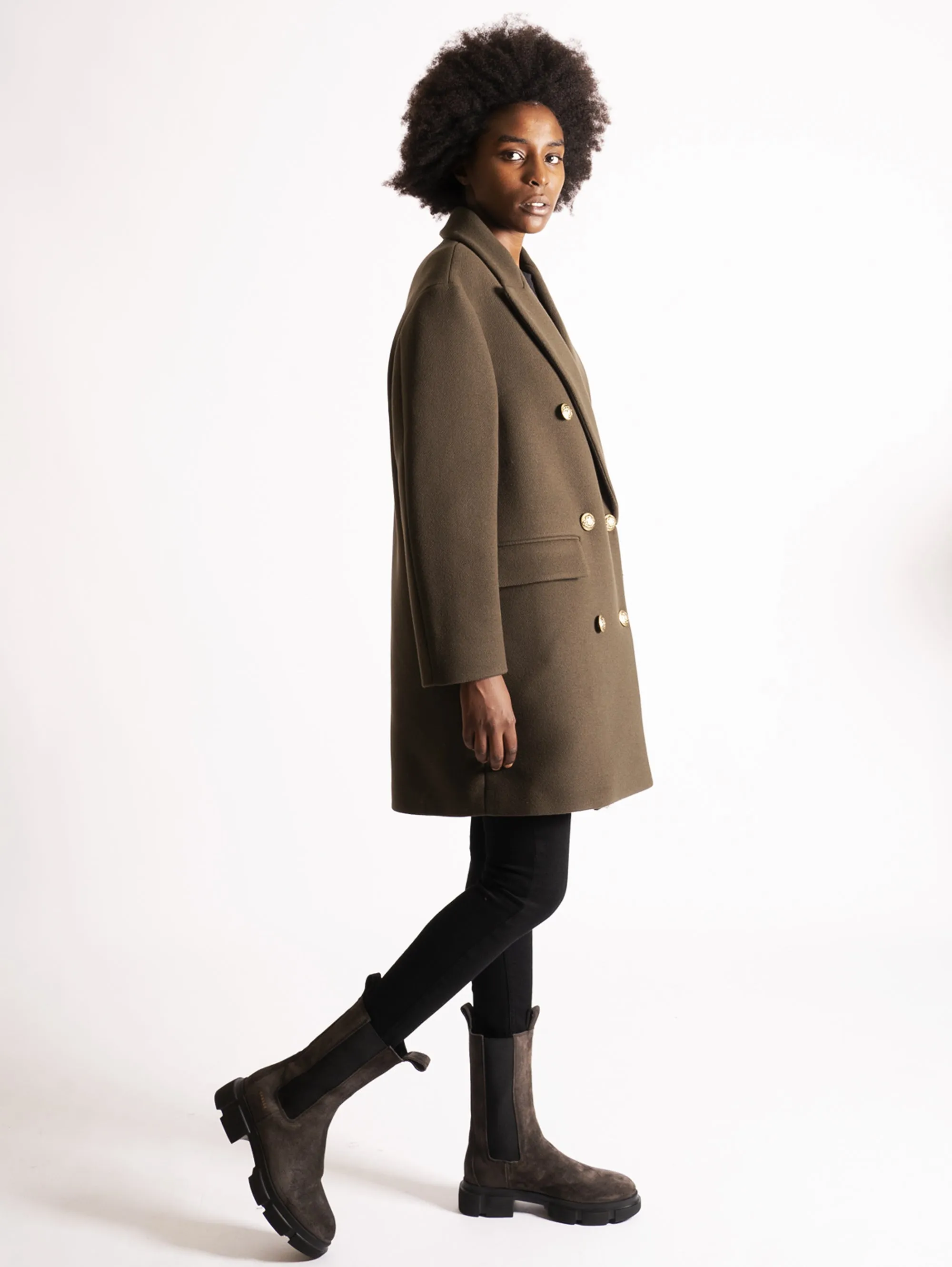 Peacoat in Lana Verde Militare