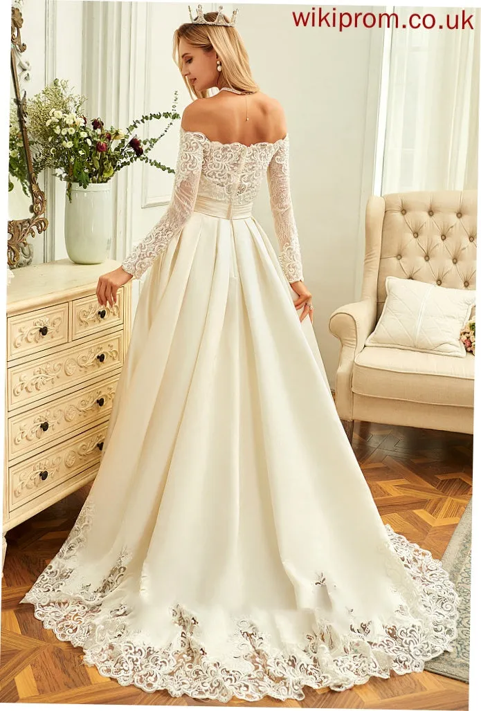 Pearl Sweep Sequins With Ball-Gown/Princess Wedding Wedding Dresses Train Dress Satin Beading