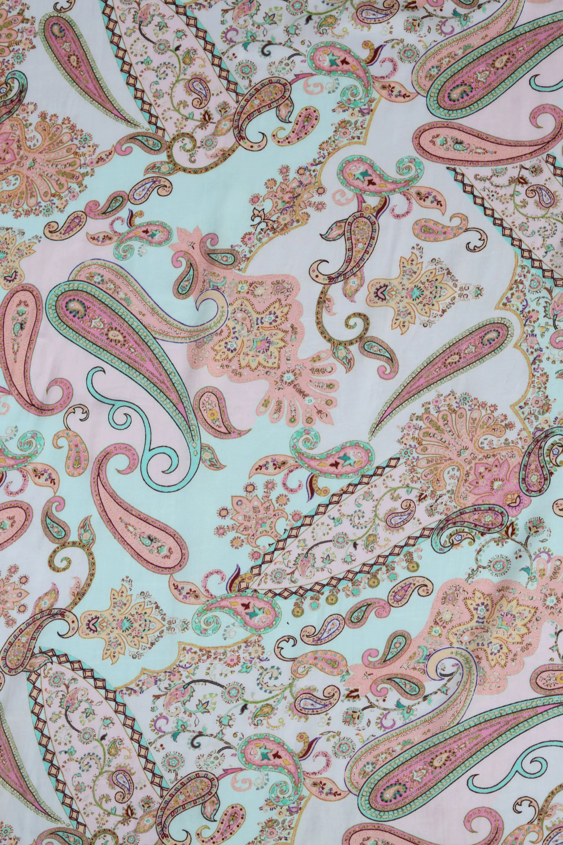 Pista Paisley Printed Gaji Silk Fabric