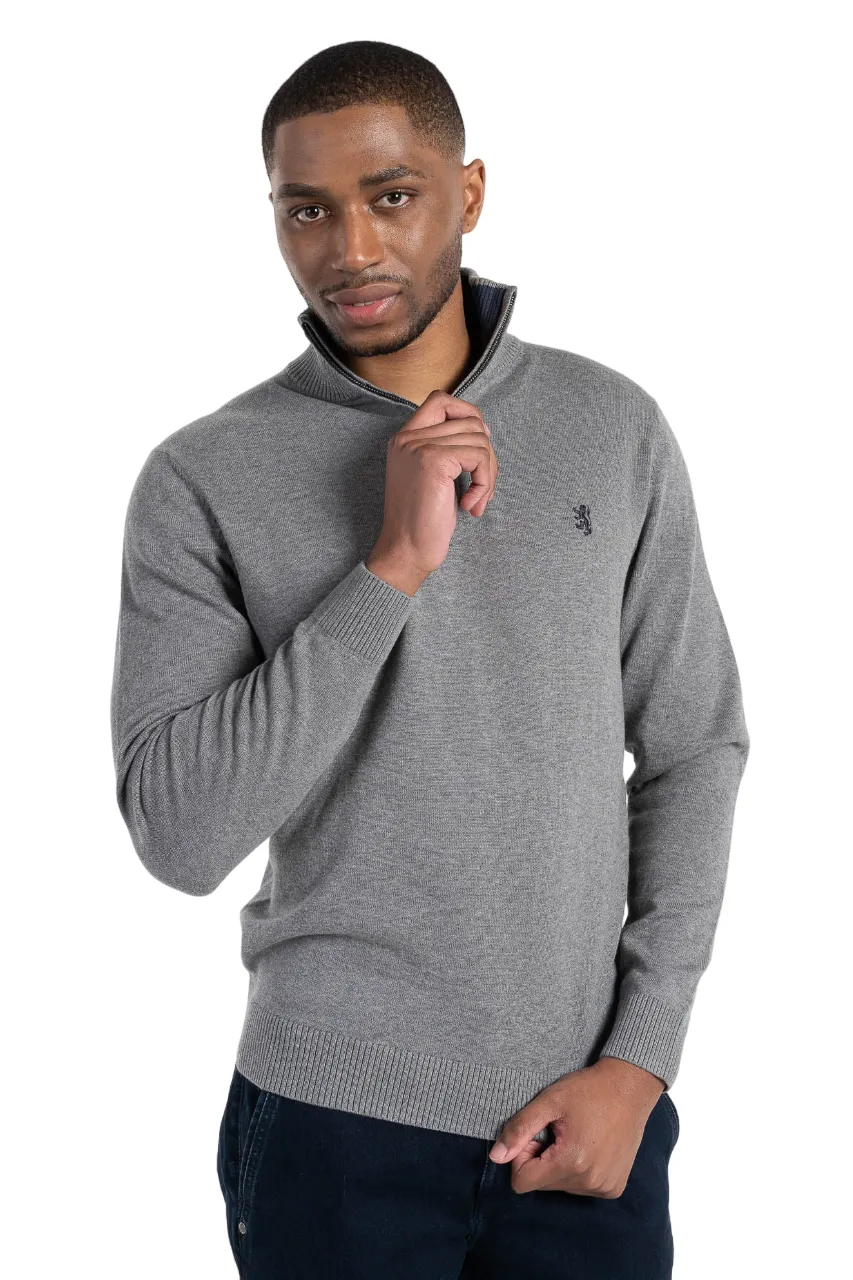 Pringle Mens Grey Sweater 1/4 Zip KnitWear