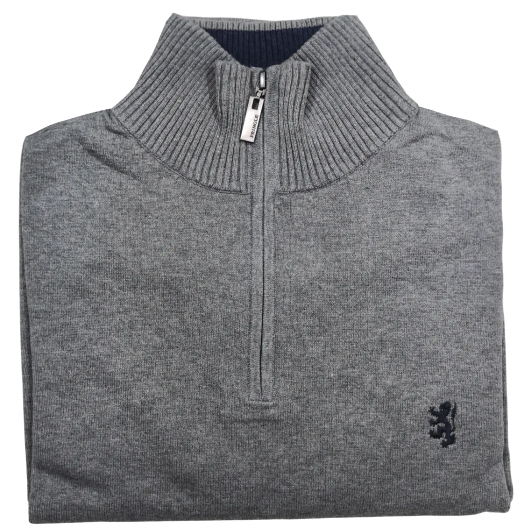 Pringle Mens Grey Sweater 1/4 Zip KnitWear