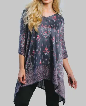 Printed Curpo Satin Poncho Top, Fairtrade