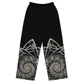 "Black Topological Rose" Collection - All Over Print Unisex Wide Leg Pants