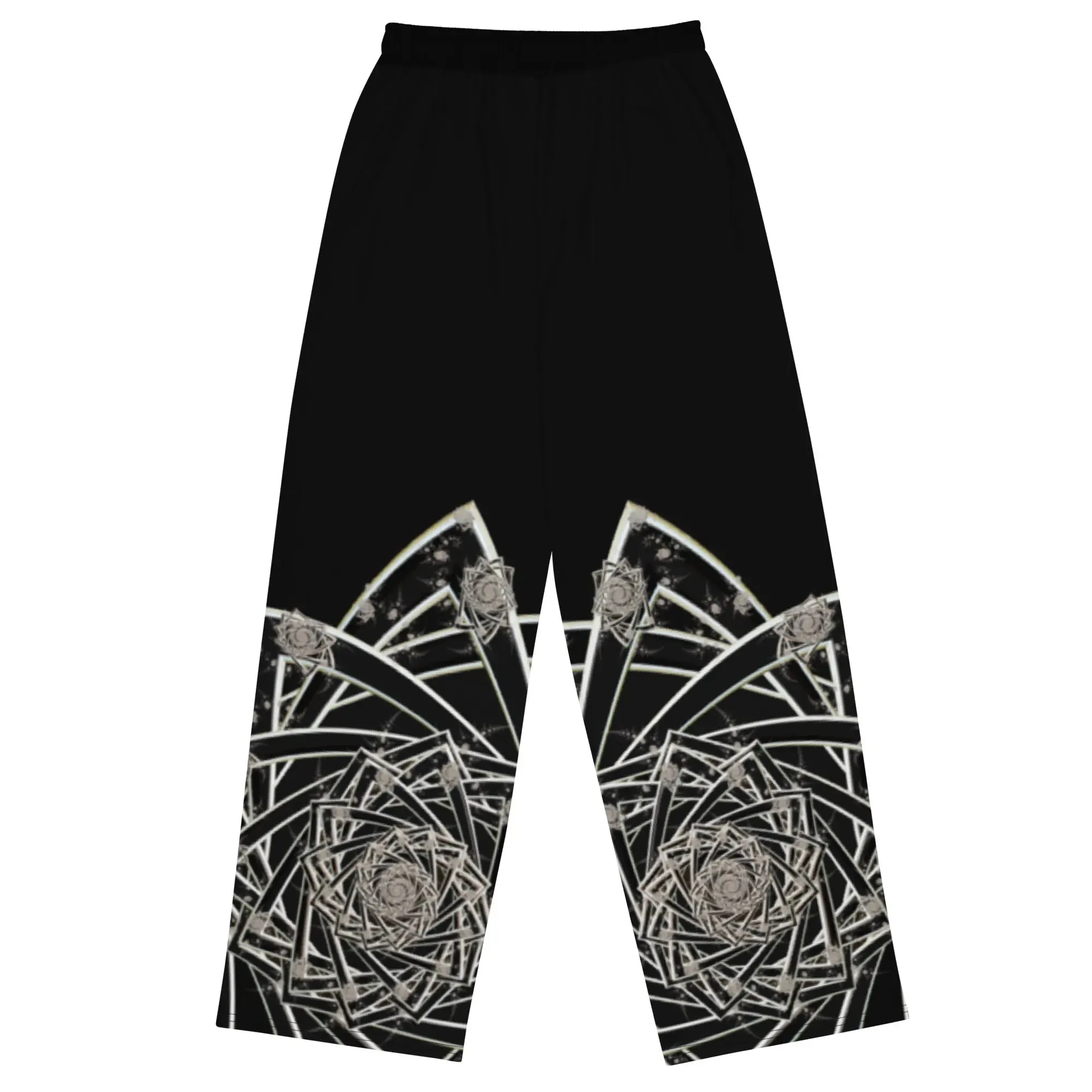 "Black Topological Rose" Collection - All Over Print Unisex Wide Leg Pants