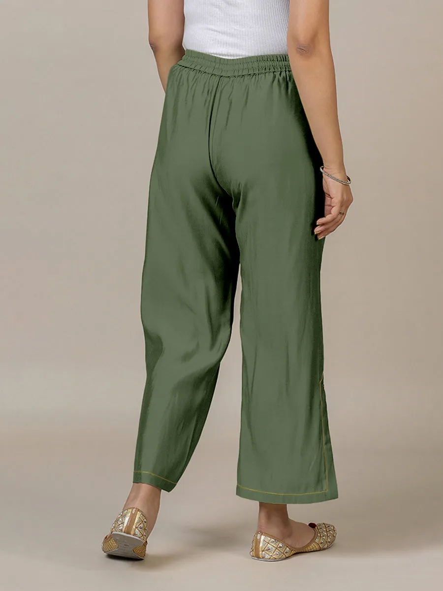 Saba x Rozaana | Hunter Green Cotton Silk Pants