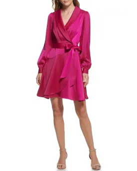 Satin Faux-Wrap Dress