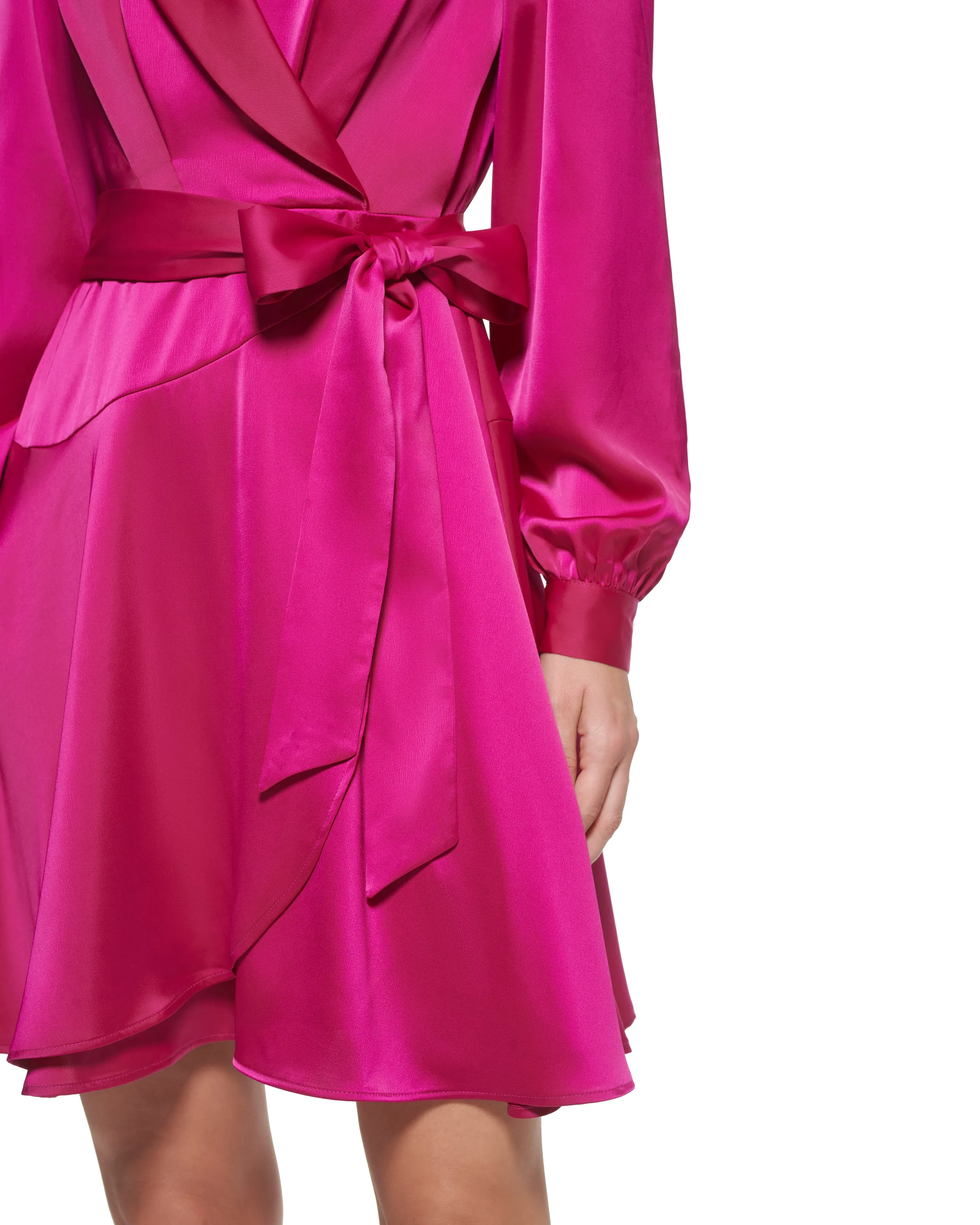 Satin Faux-Wrap Dress