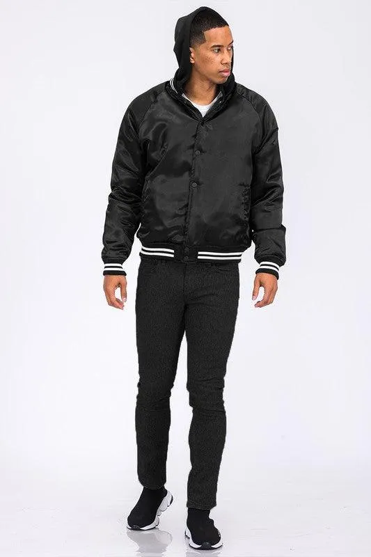 Satin Varsity Bomber Jacket