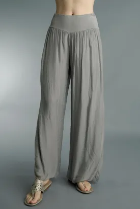 Side Slit Silk Palazzo Pant - Taupe