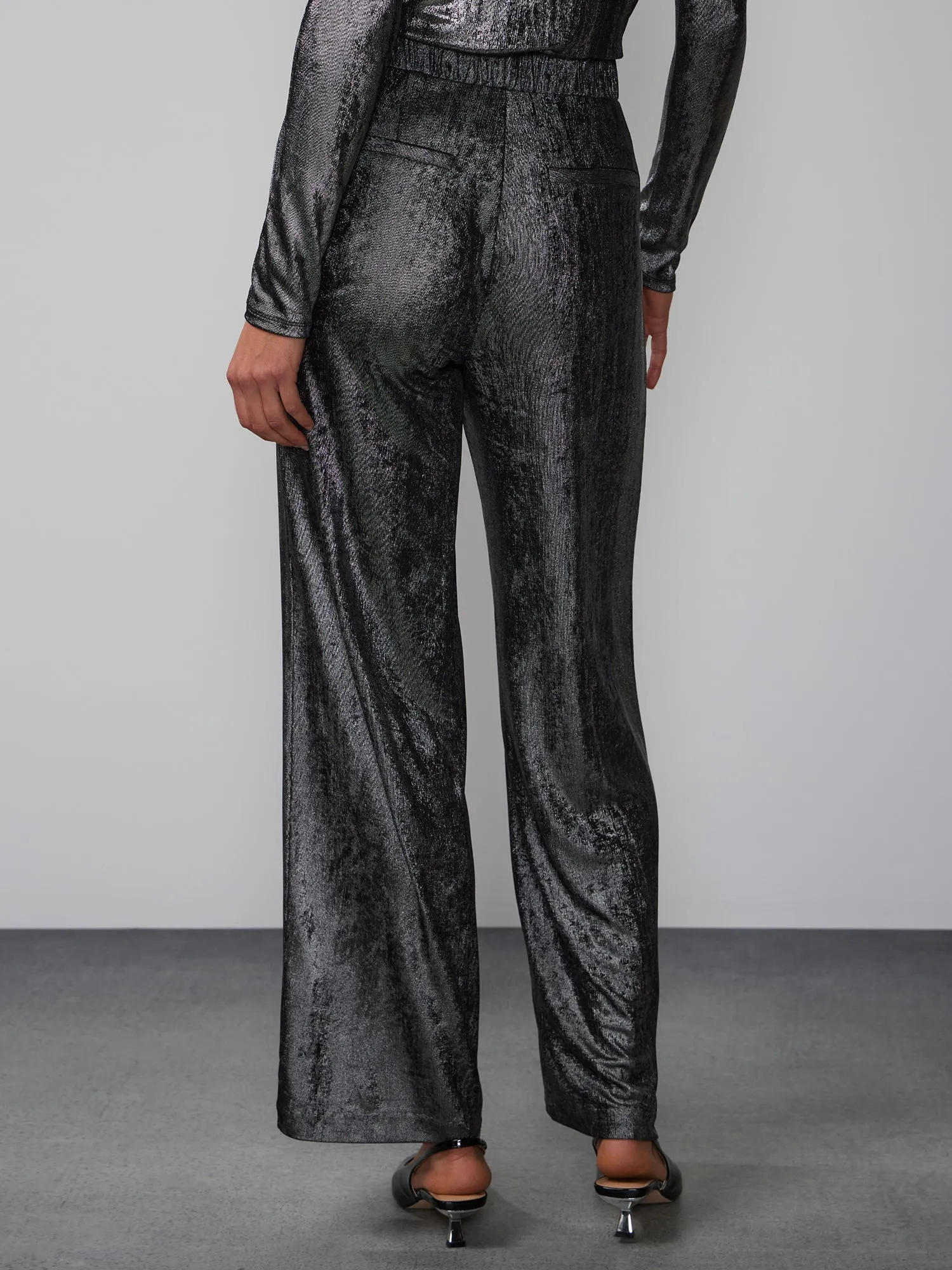 Slinky Metallic Wide Leg Pant