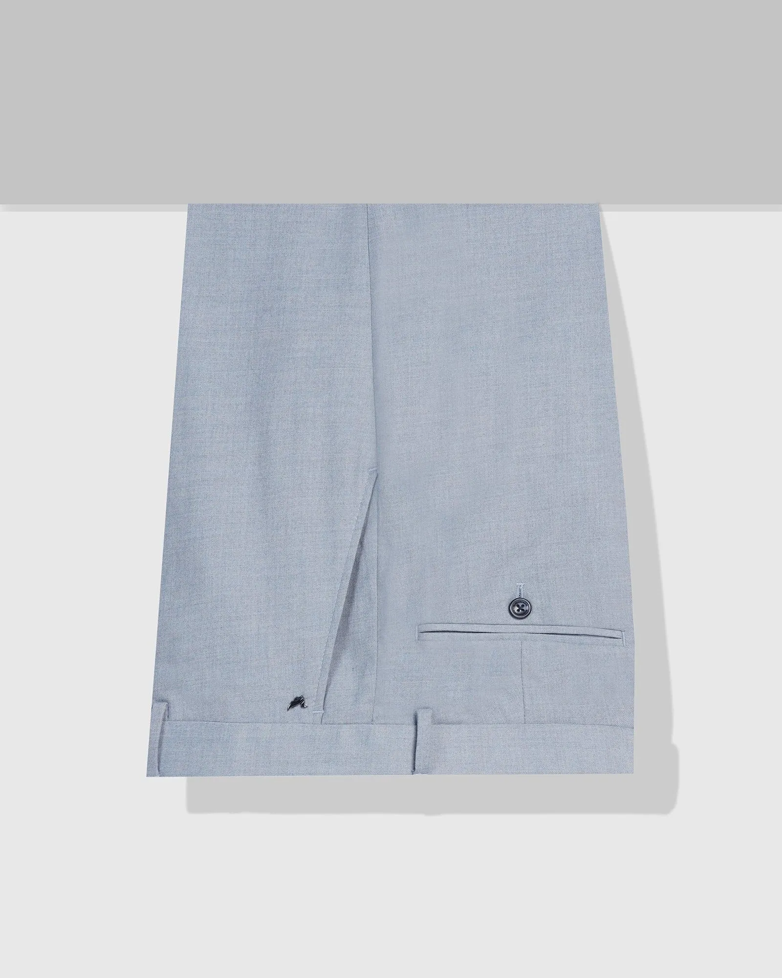 Straight B-90 Formal Light Blue Melange Solid Trouser - Eldorado