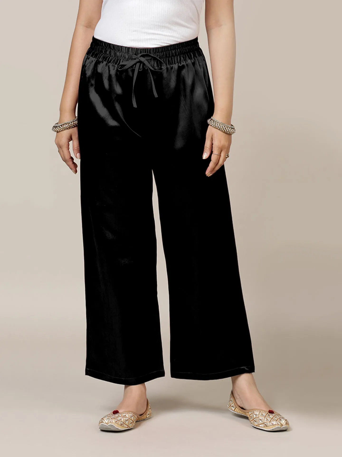 Swara x Tyohaar | Ink Black Mashru Silk Pants