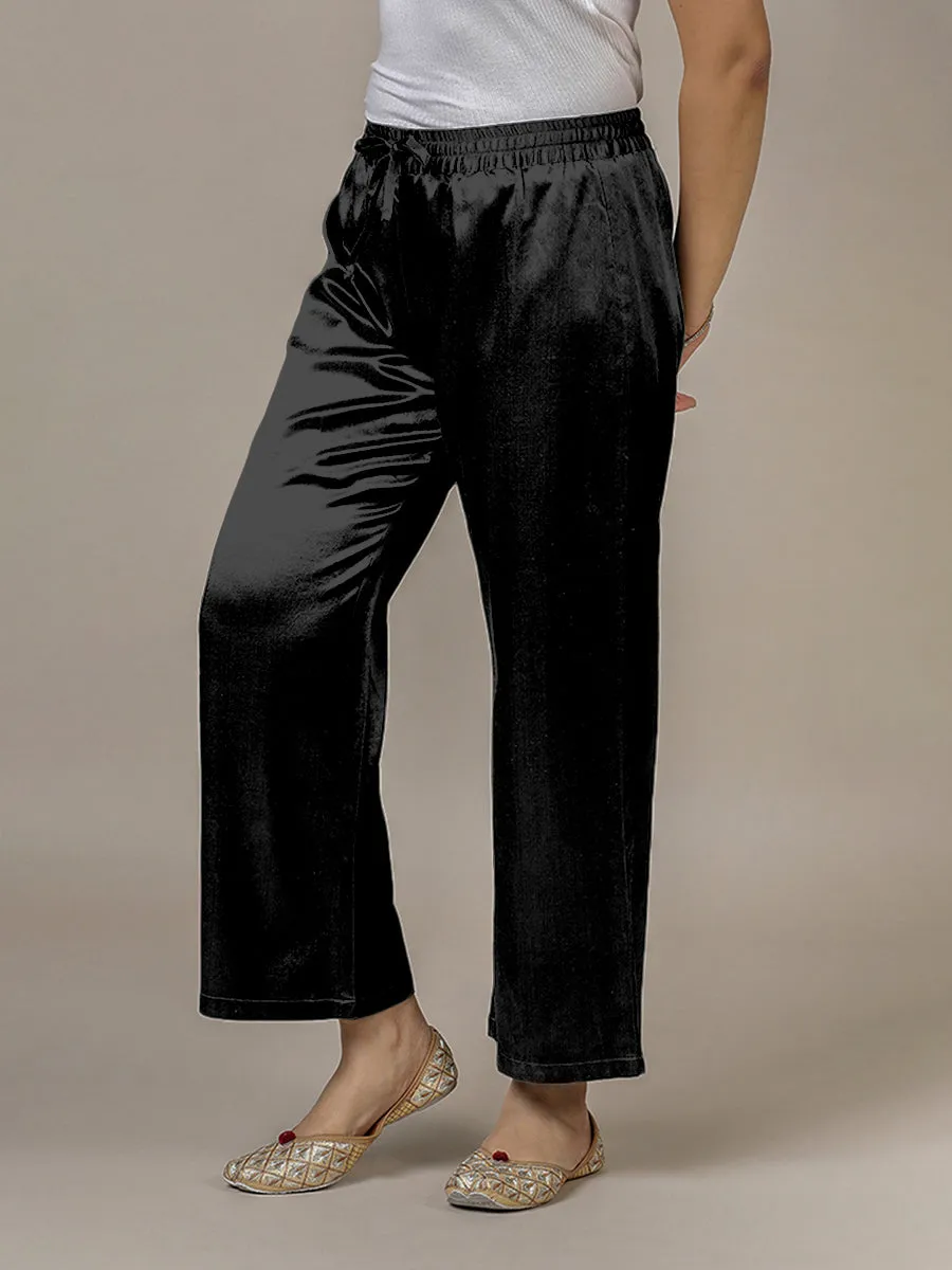 Swara x Tyohaar | Ink Black Mashru Silk Pants