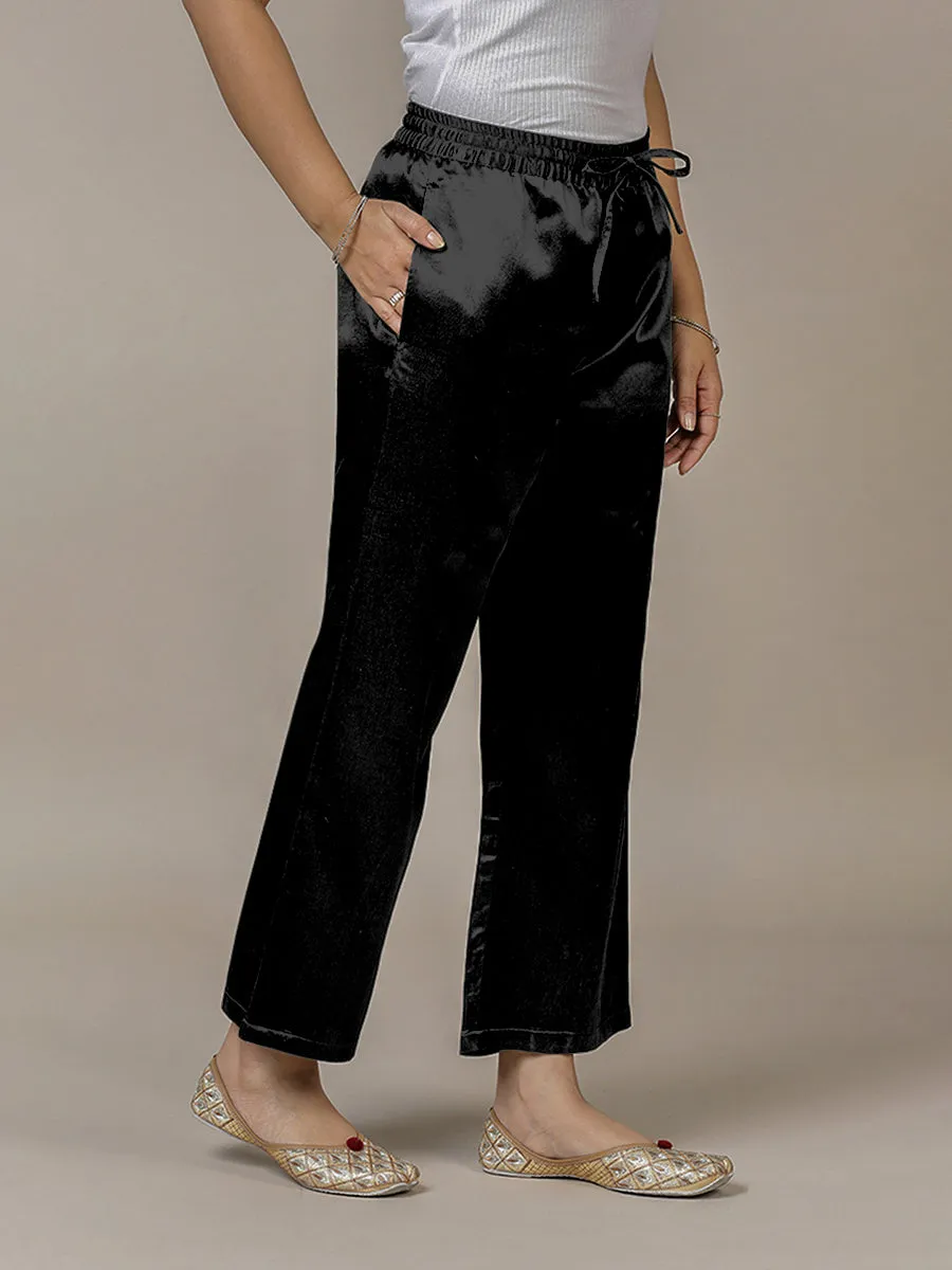 Swara x Tyohaar | Ink Black Mashru Silk Pants