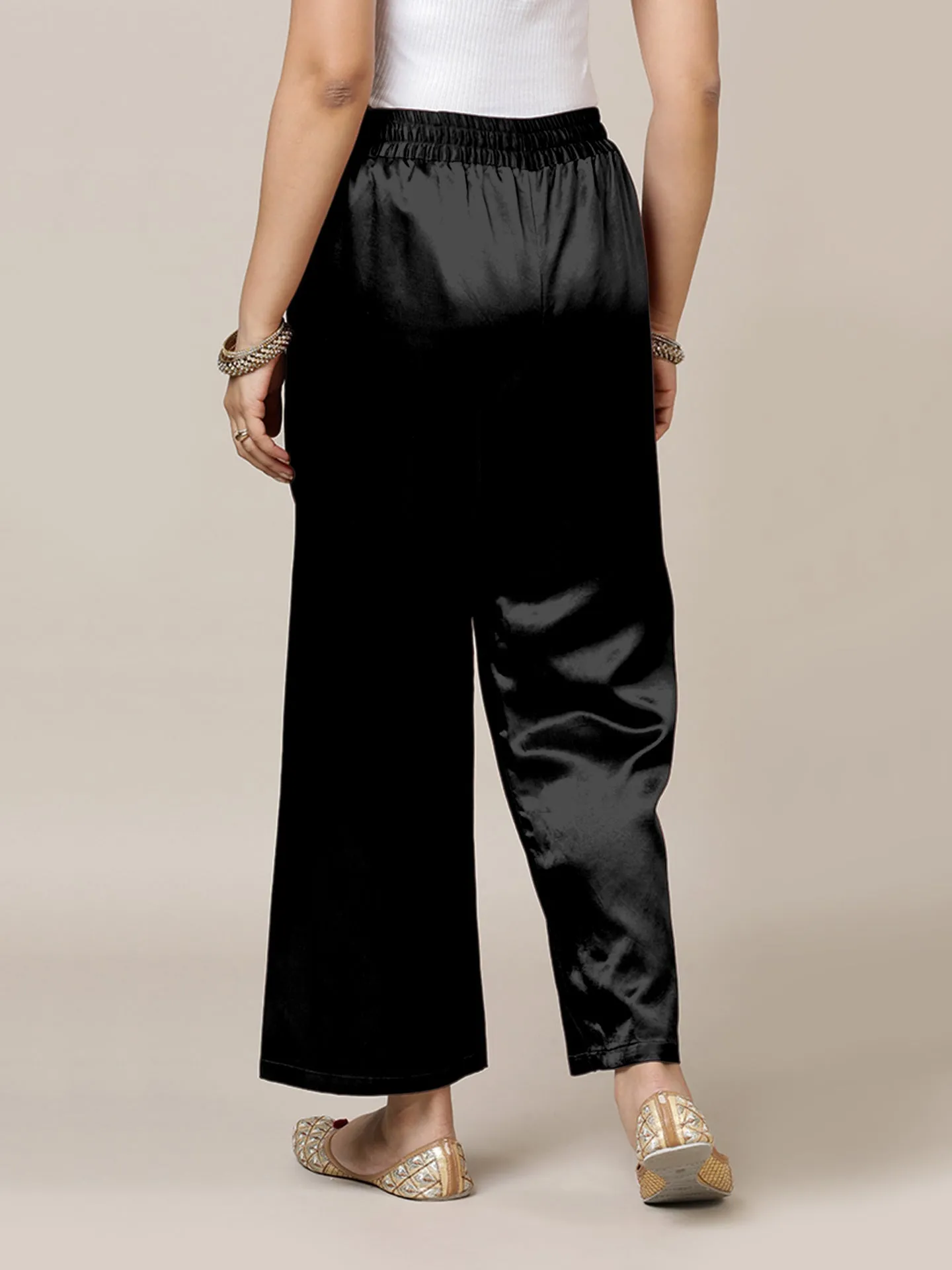 Swara x Tyohaar | Ink Black Mashru Silk Pants