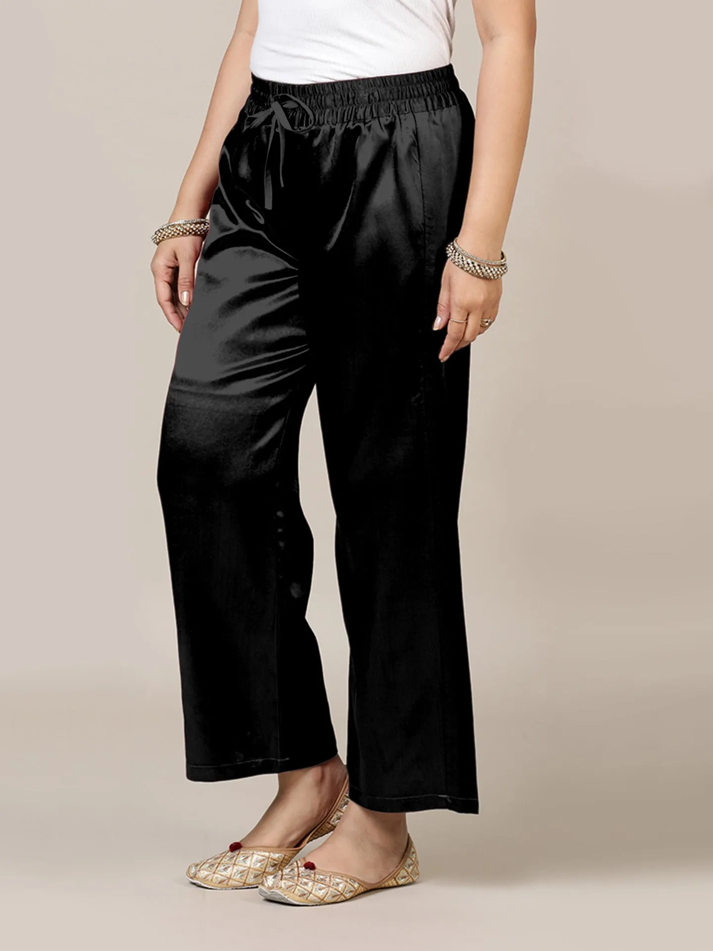 Swara x Tyohaar | Ink Black Mashru Silk Pants