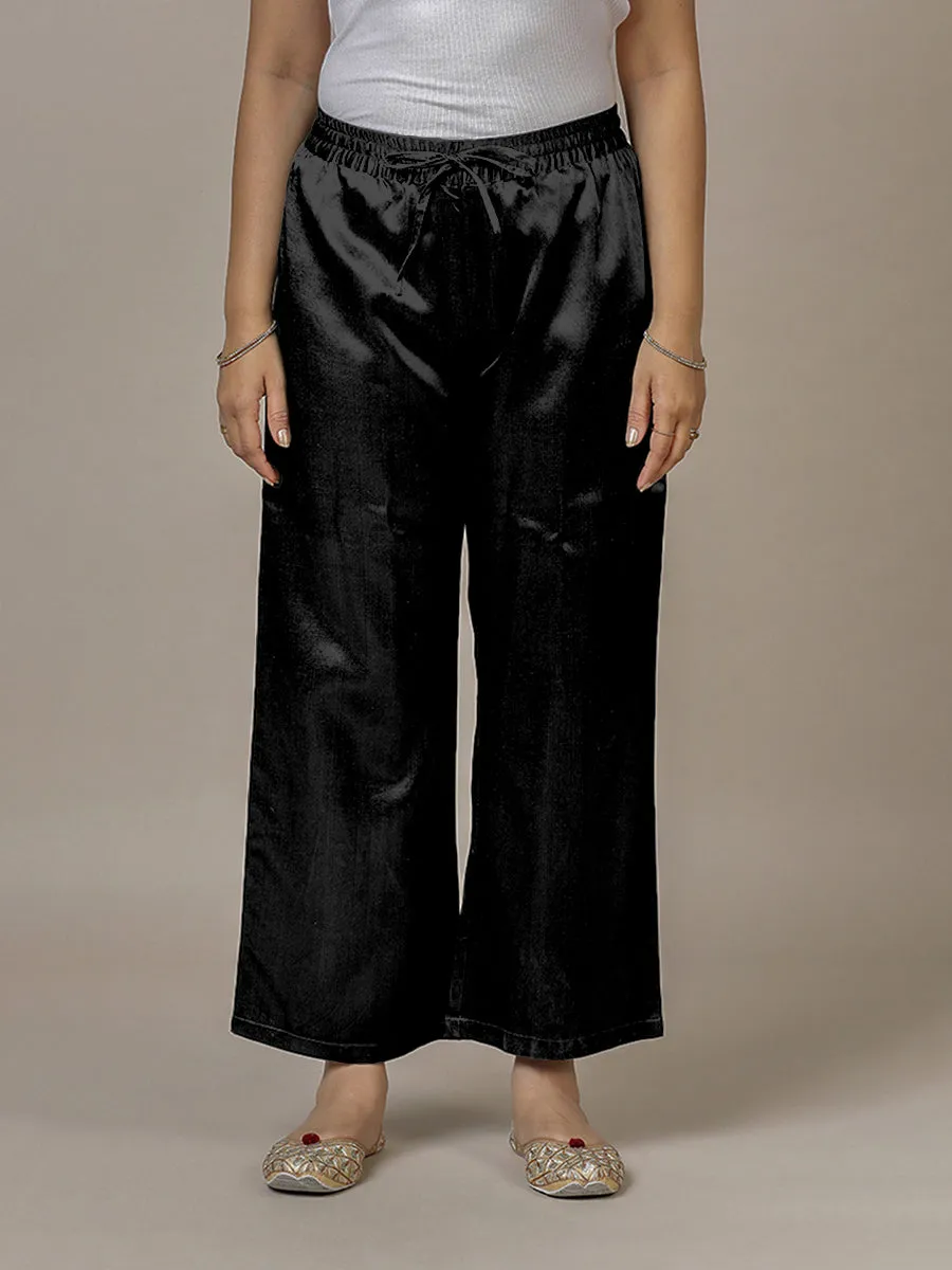 Swara x Tyohaar | Ink Black Mashru Silk Pants