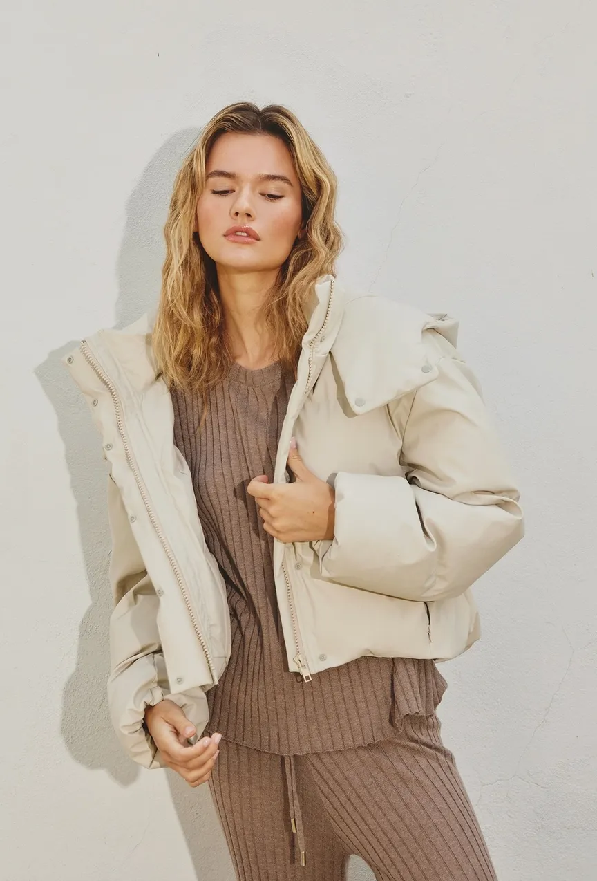 thea pleather puffer coat