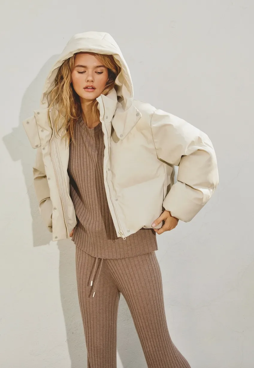 thea pleather puffer coat