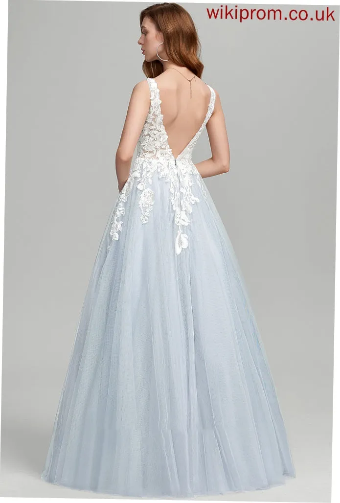 Tulle Prom Dresses Isabella Ball-Gown/Princess Floor-Length V-neck