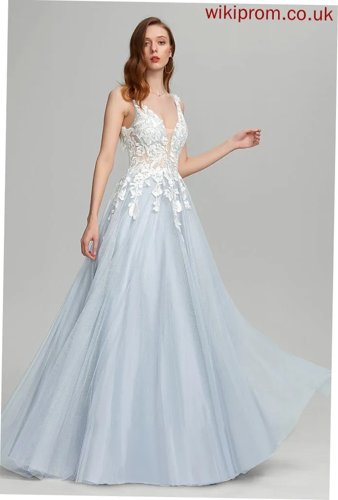 Tulle Prom Dresses Isabella Ball-Gown/Princess Floor-Length V-neck