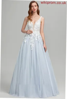 Tulle Prom Dresses Isabella Ball-Gown/Princess Floor-Length V-neck