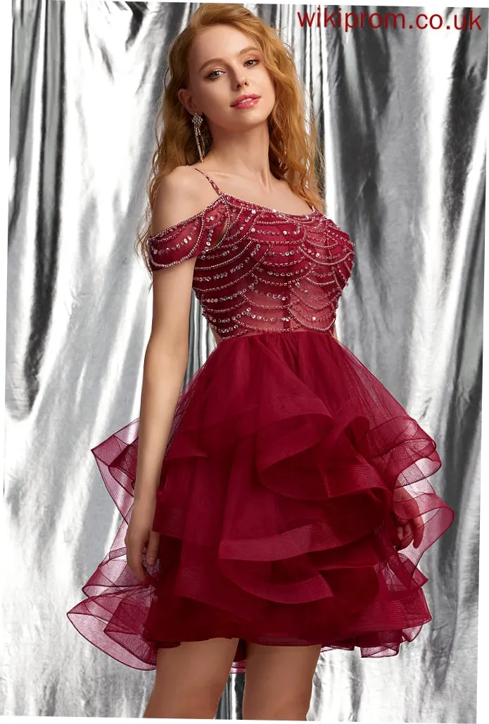 Tulle Sequins Ball-Gown/Princess With Short/Mini Beading Dress Homecoming Dresses Neck Scoop Sylvia Homecoming