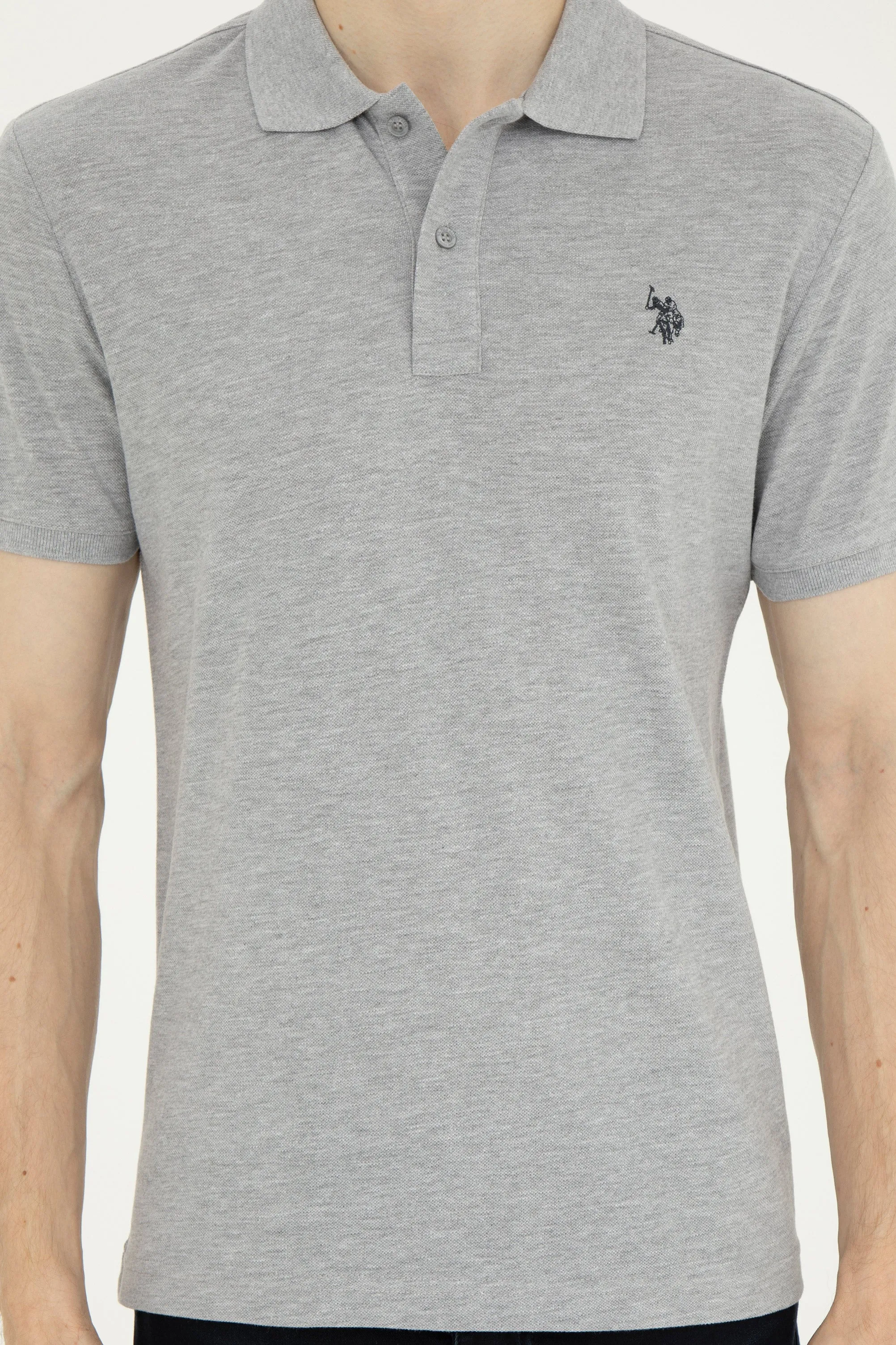 USPA Polo Shirt Men Grey Melange VR086 USPOM231 Single Color Horse US Polo Assn.