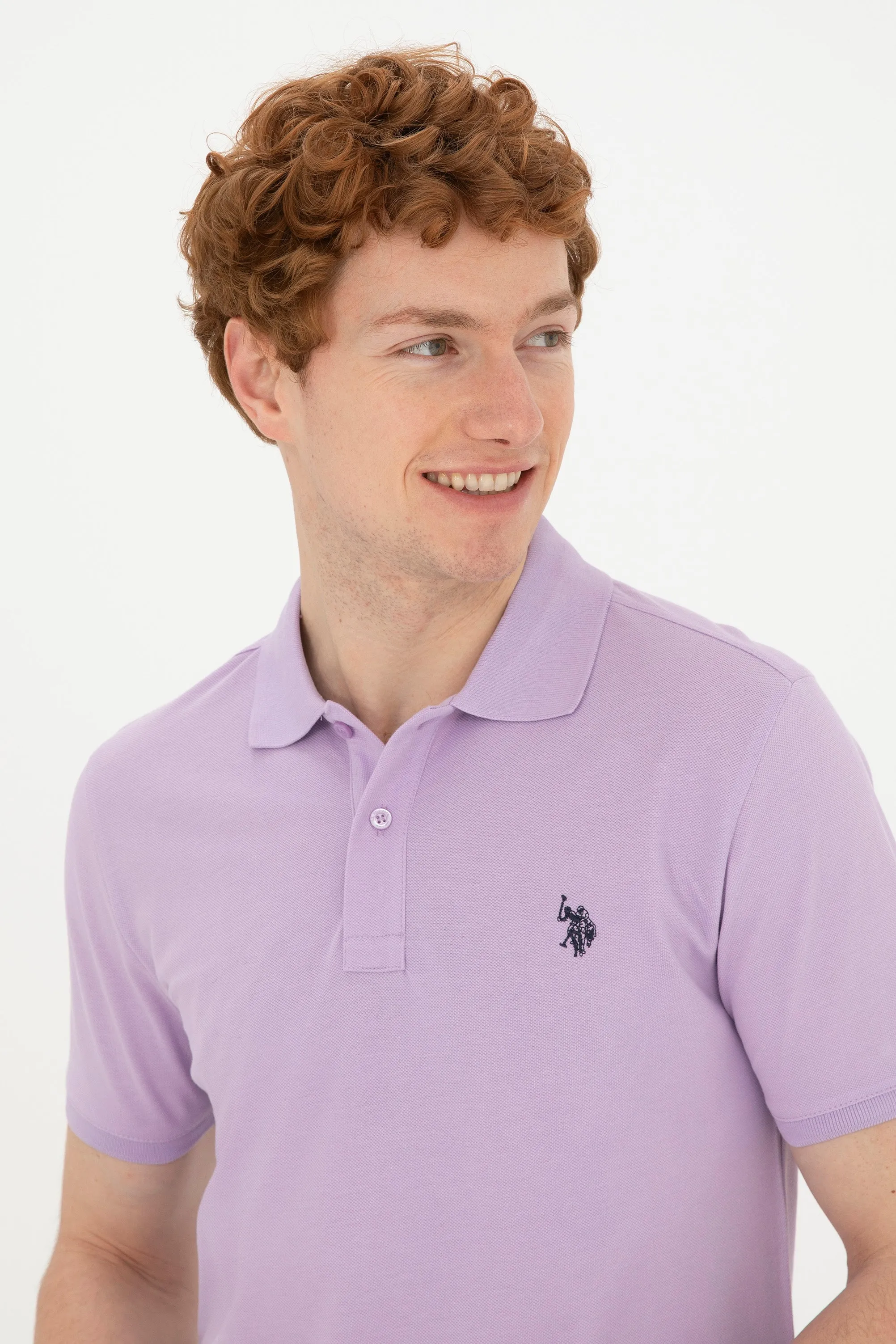 USPA Polo Shirt Men Lilac VR034 USPOM225 Single Color Horse US Polo Assn.