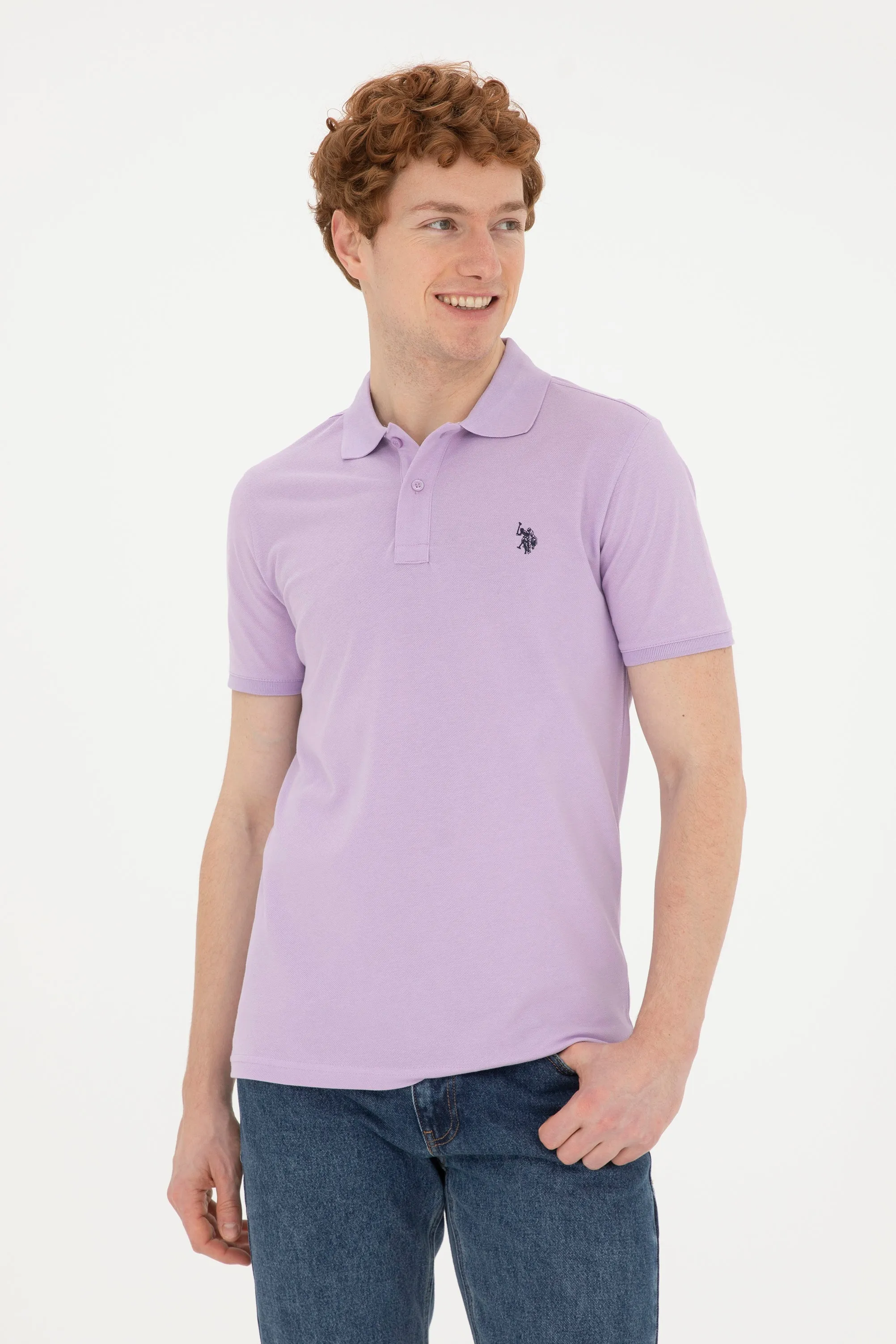 USPA Polo Shirt Men Lilac VR034 USPOM225 Single Color Horse US Polo Assn.