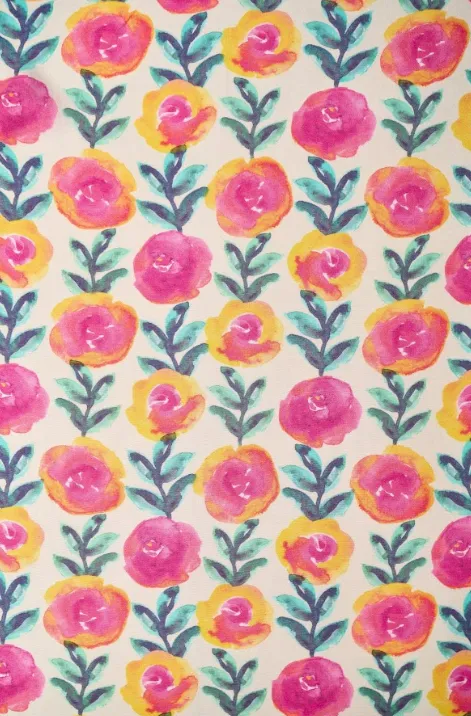 Water Color Floral Pattern Printed Natural Muslin Silk Fabric