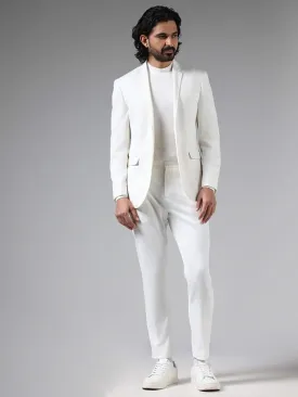 WES Formals Solid White Slim-Fit Blazer