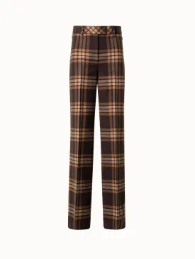 Wide Check Pants in Wool Flannel