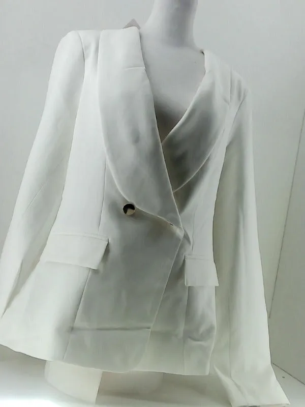 Women's Antique White Double Breasted Blazer Medium