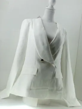 Women's Antique White Double Breasted Blazer Medium