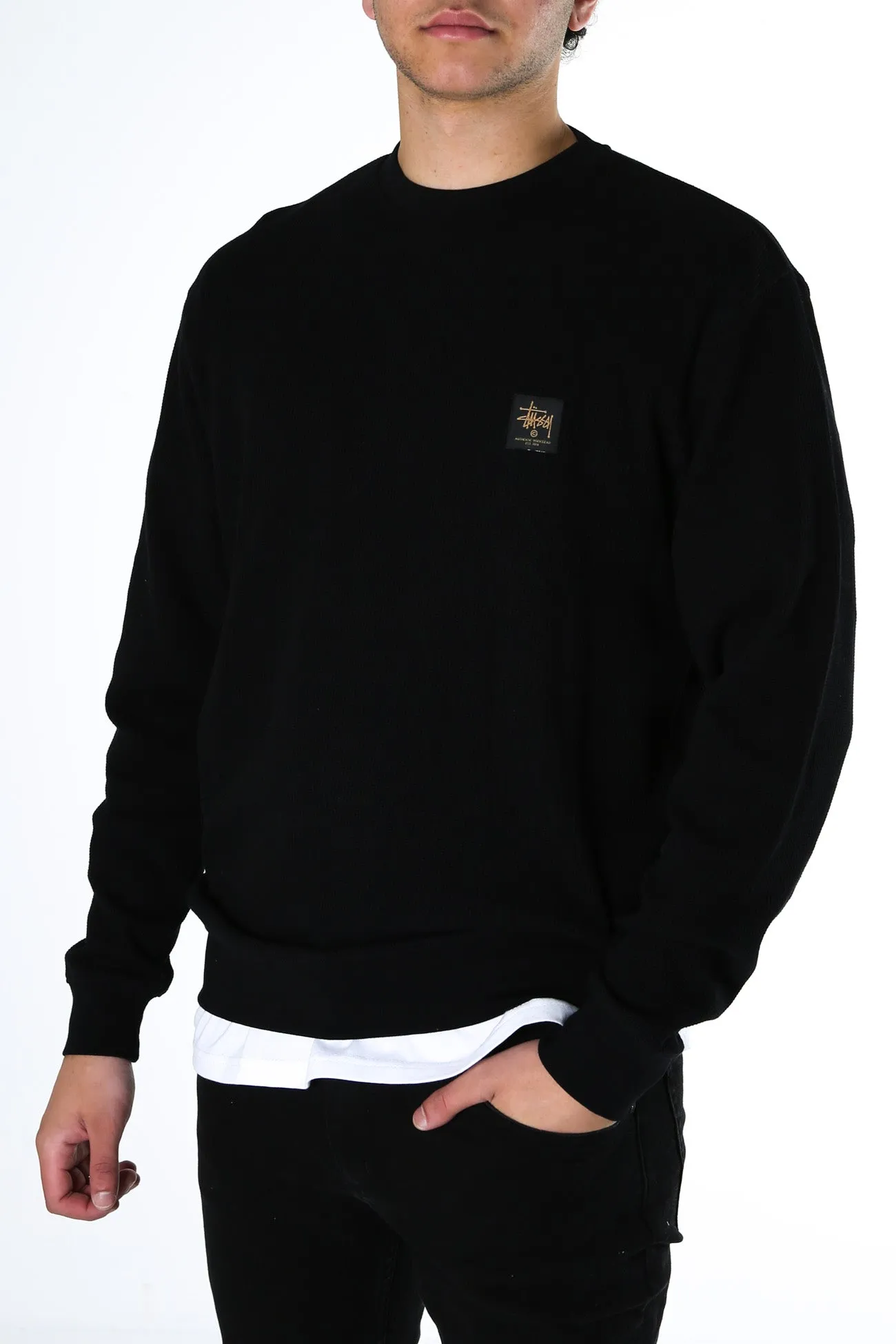 Workwear Waffle Crew Black