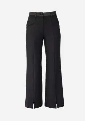 Woven Tailored Pants With Satin Contrast Insert